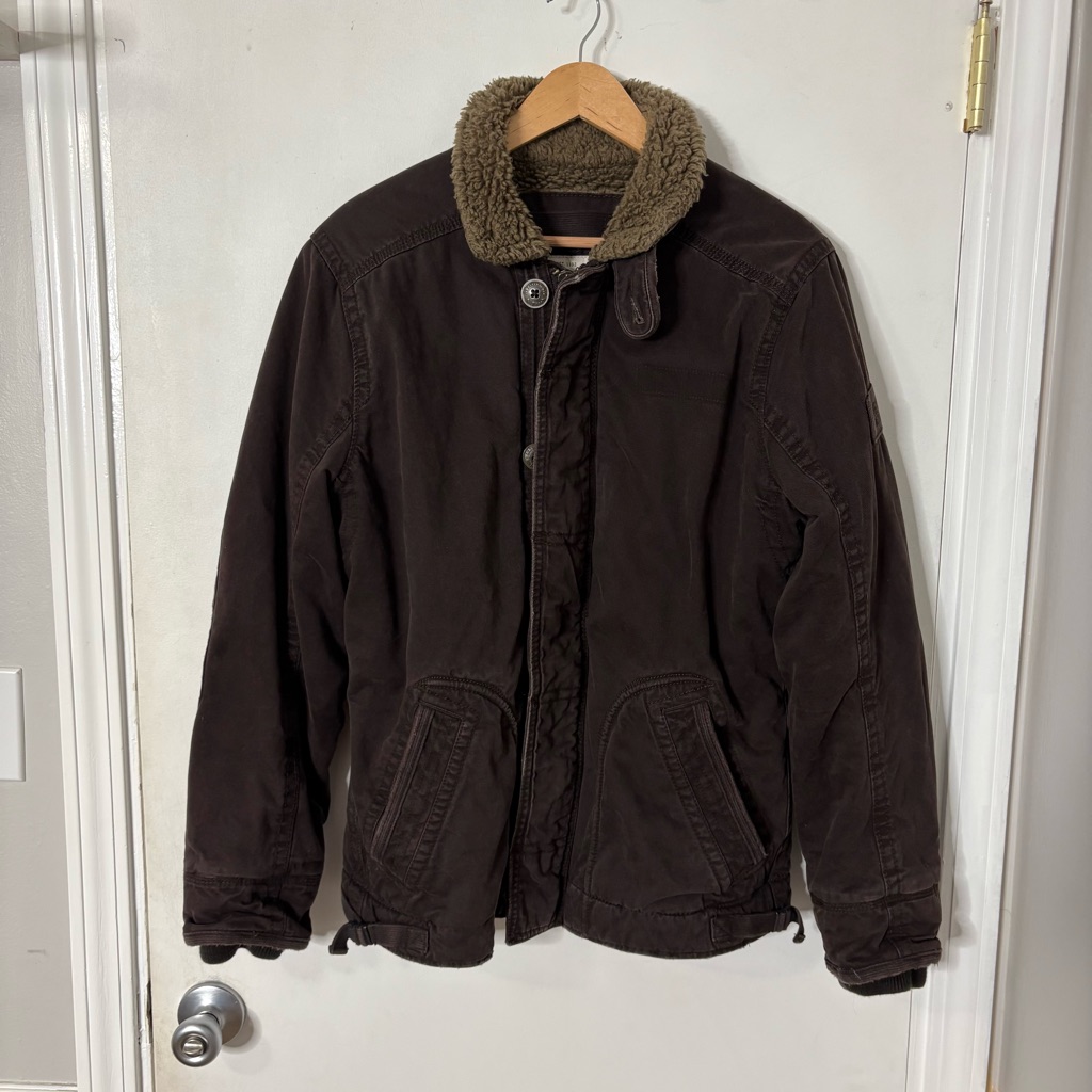 Abercrombie & Fitch Men’s Sherpa And Twill Jacket Dark Brown